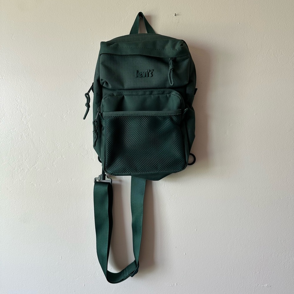 Levi’s Dark Green Mixed Material Sling Bag